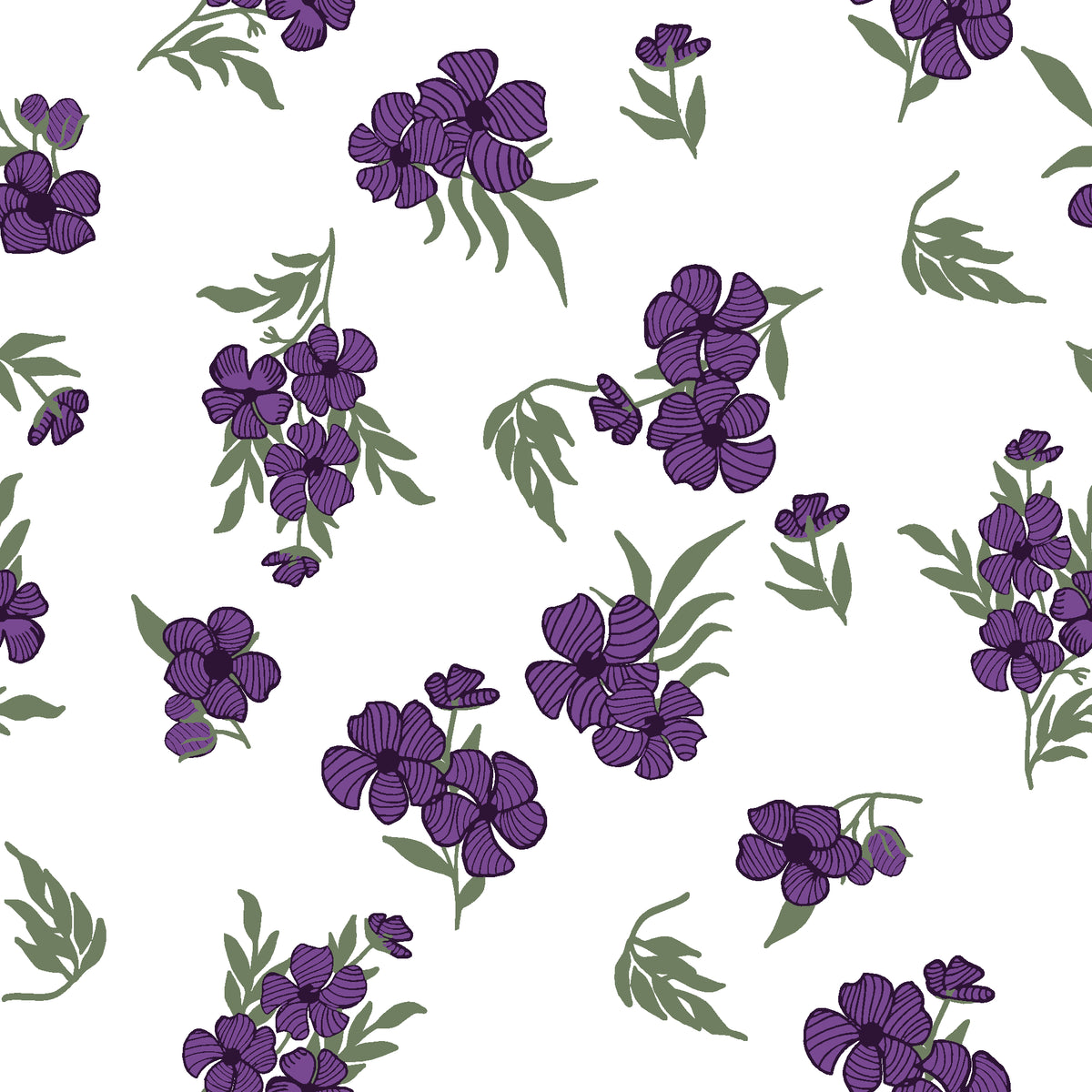 Hidden Garden Aubergine floral wallpaper in aubergine and lilac