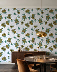 Hidden Garden Emerald floral wallpaper in an elegant dining room