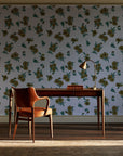 Hidden Garden Emerald floral wallpaper as a feature wall in a home study