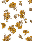 Hidden Garden Marigold floral wallpaper in marigold and umber