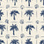 Ink & Shell Navy coastal palm and shell wallpaper in navy and ivory