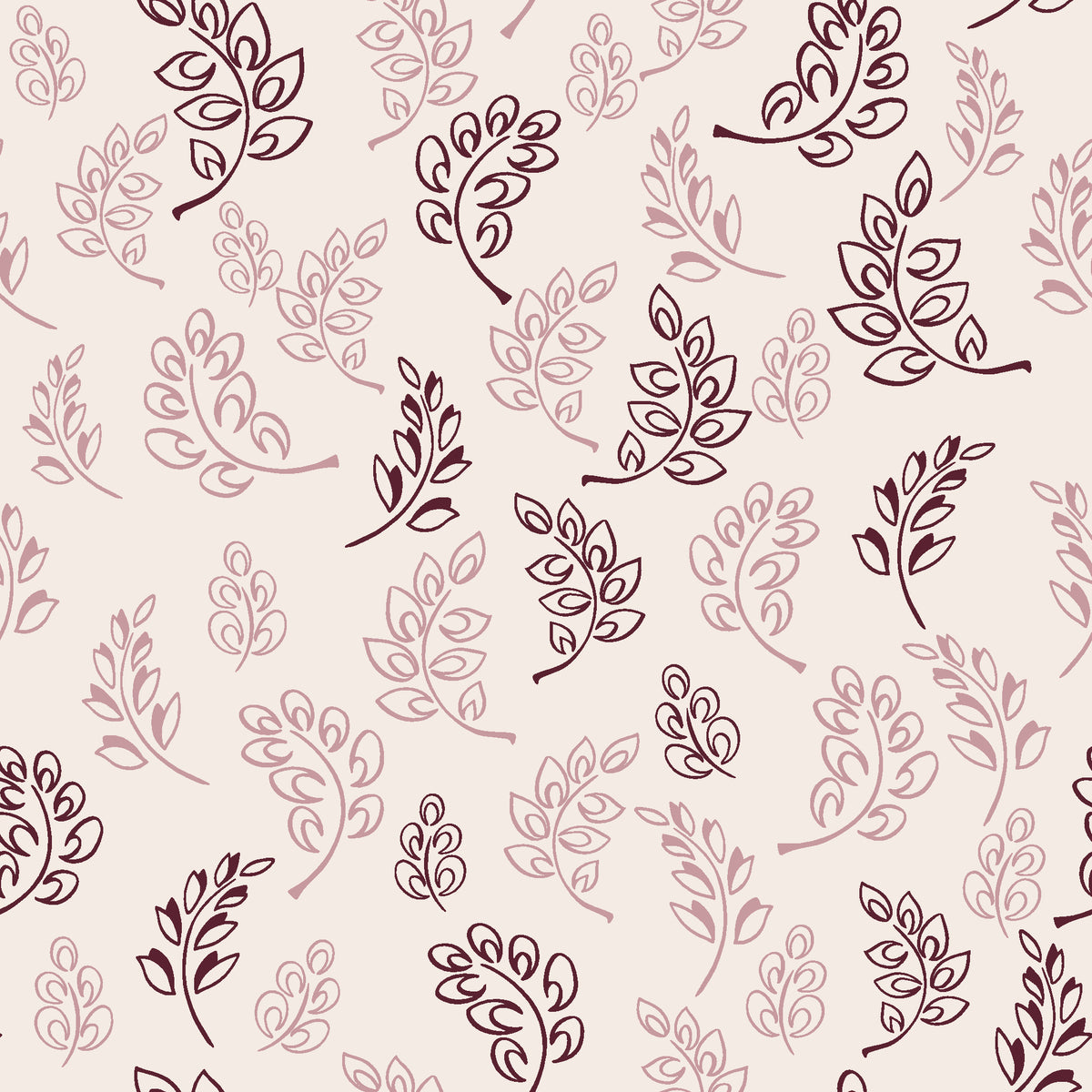 Ink & Sprig Burgundy botanical sprig wallpaper in burgundy and blush