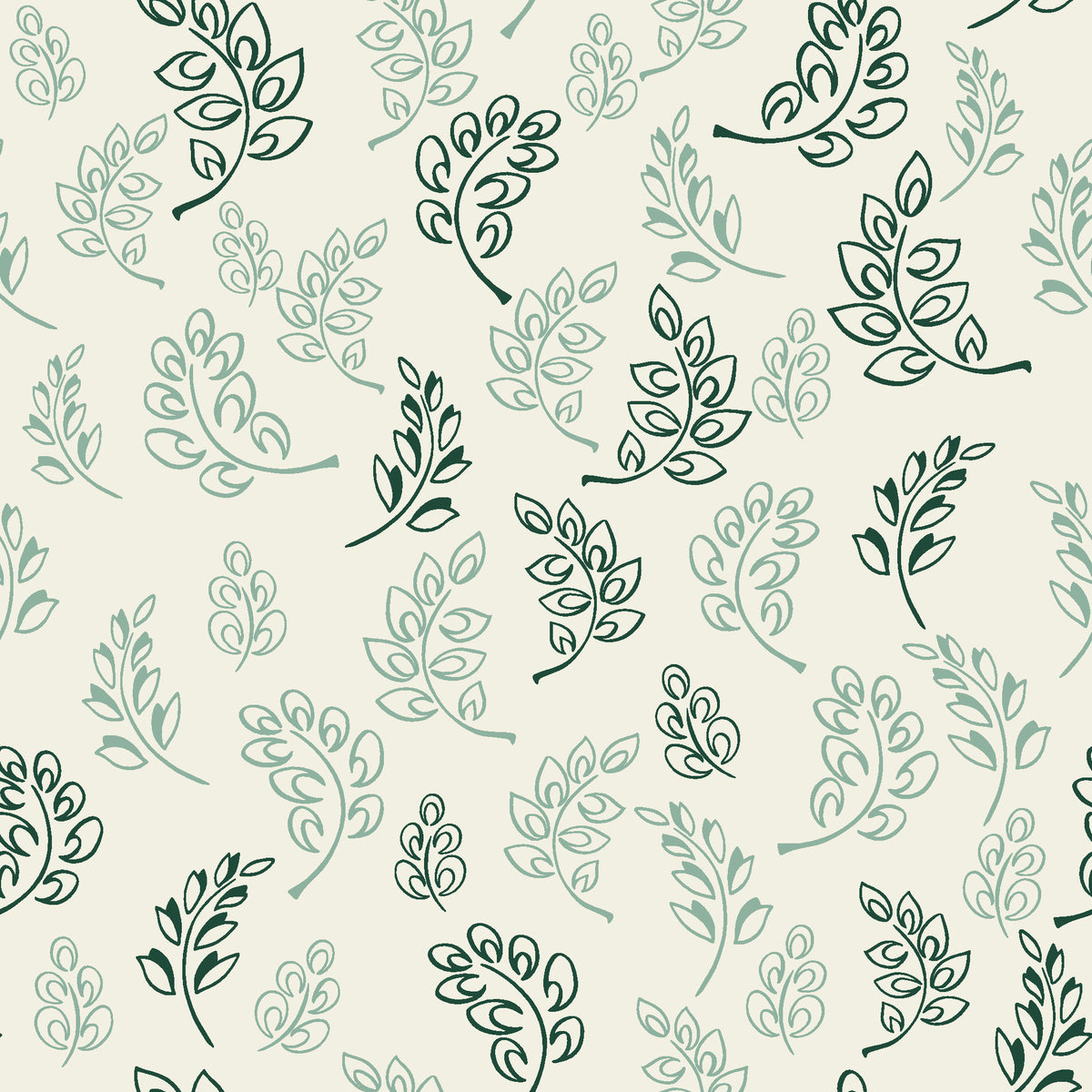 Ink & Sprig Emerald botanical sprig wallpaper in emerald and ivory