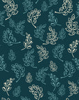 Ink & Sprig Peacock botanical sprig wallpaper in peacock blue and ivory