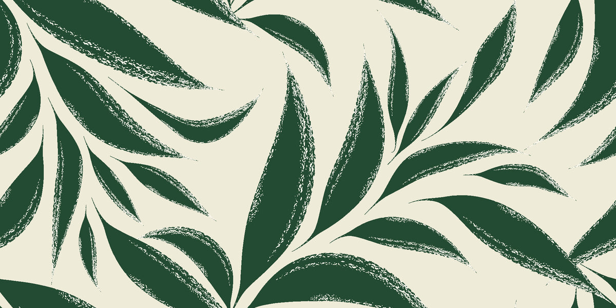 Ink Thicket Forest bold leaf wallpaper in forest green and parchment