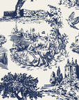Inked Grove Midnight pastoral toile wallpaper in midnight blue and ivory