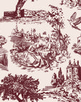Inked Grove Oxblood pastoral toile wallpaper in oxblood and blush