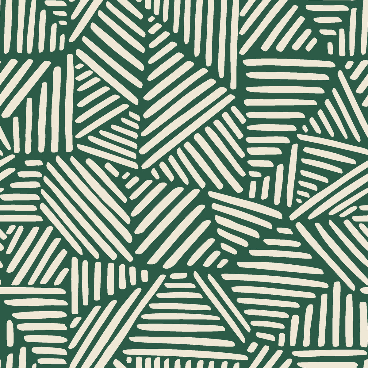 Kinetic Etch Emerald hand-drawn lines wallpaper in emerald and ivory