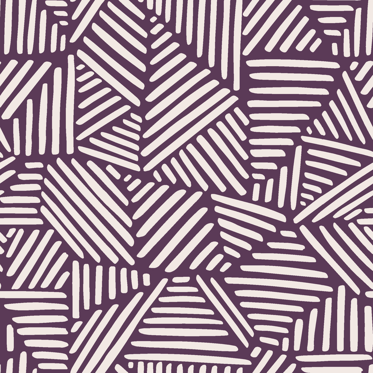 Kinetic Etch Plum hand-drawn lines wallpaper in plum and pearl