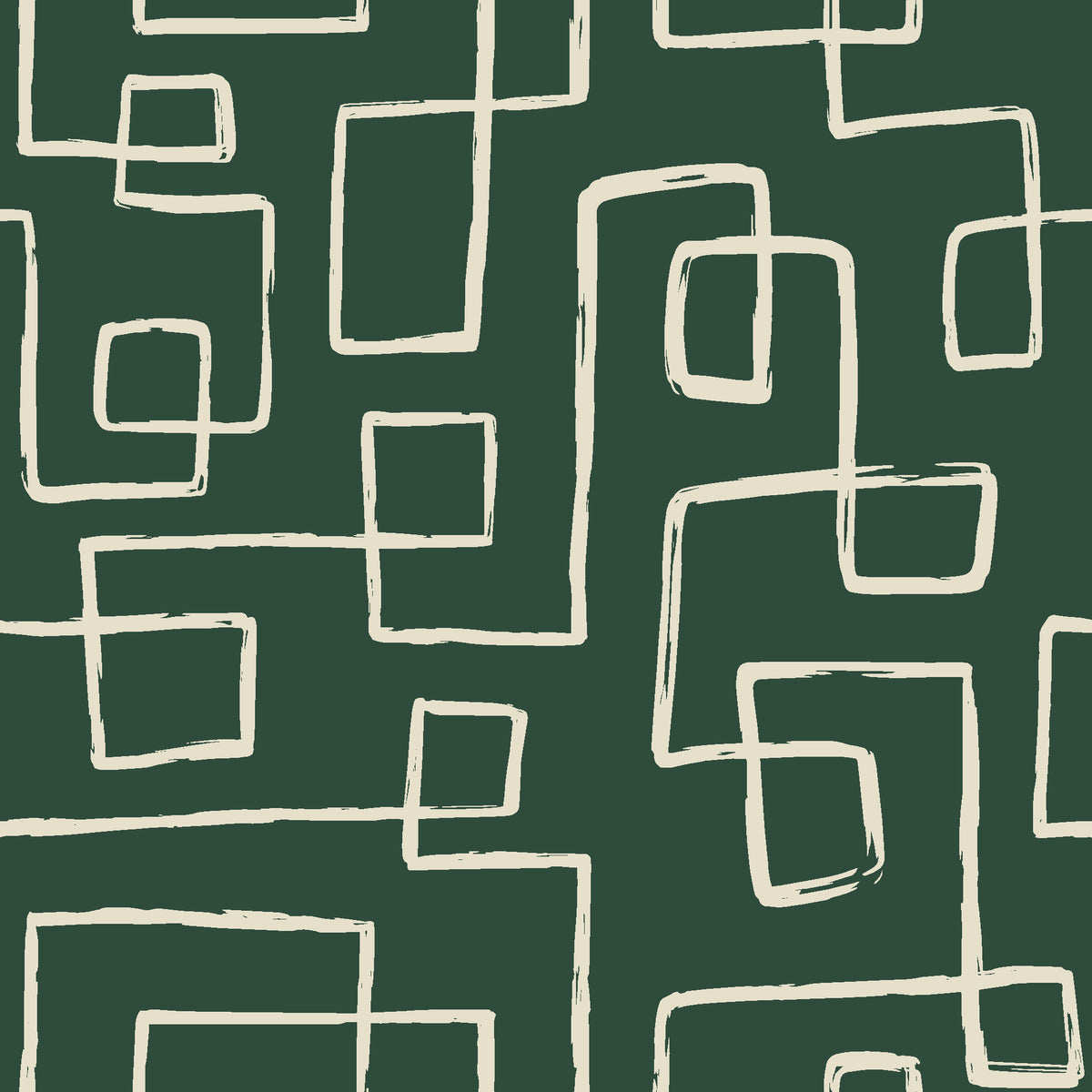 Linear Circuit Emerald minimalist line wallpaper in emerald and ivory