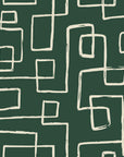 Linear Circuit Emerald minimalist line wallpaper in emerald and ivory