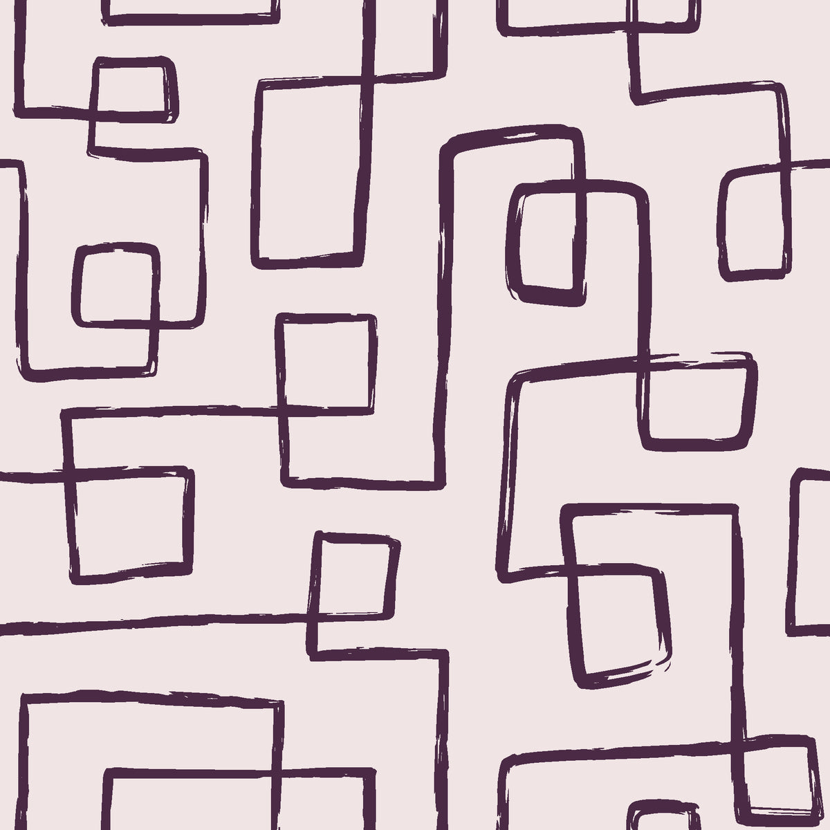 Linear Circuit Plum minimalist line wallpaper in plum and blush