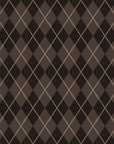 Linen Diamonds Espresso argyle wallpaper in espresso and gold