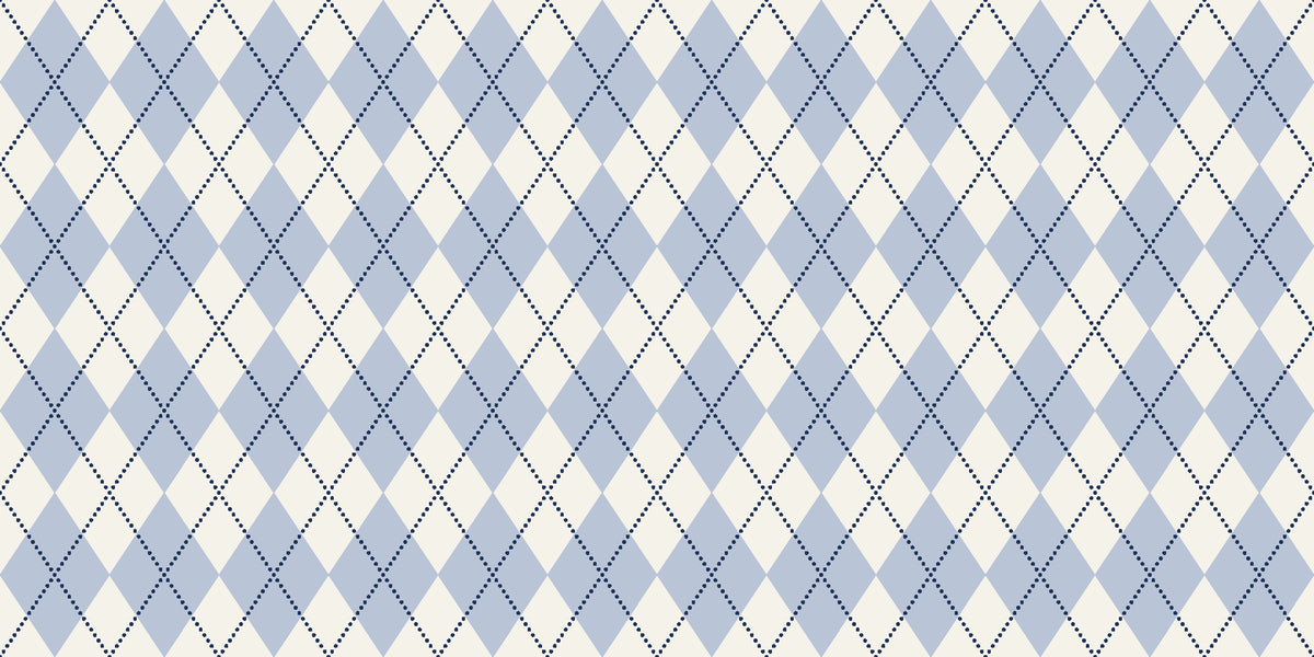 Linen Diamonds Navy argyle wallpaper in navy and ivory