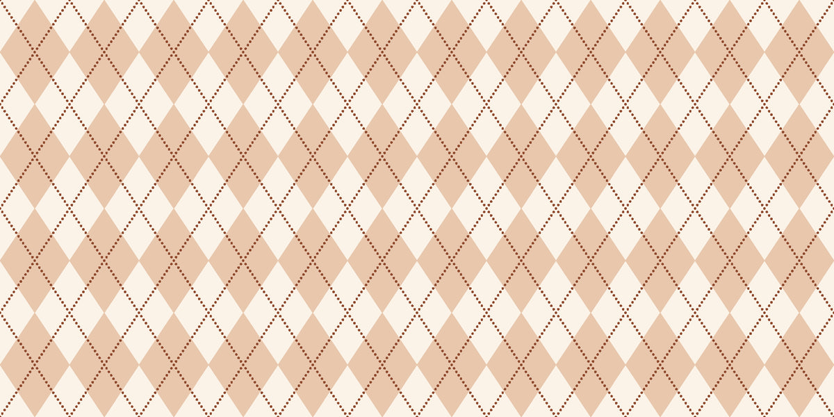 Linen Diamonds Terracotta argyle wallpaper in terracotta and sand