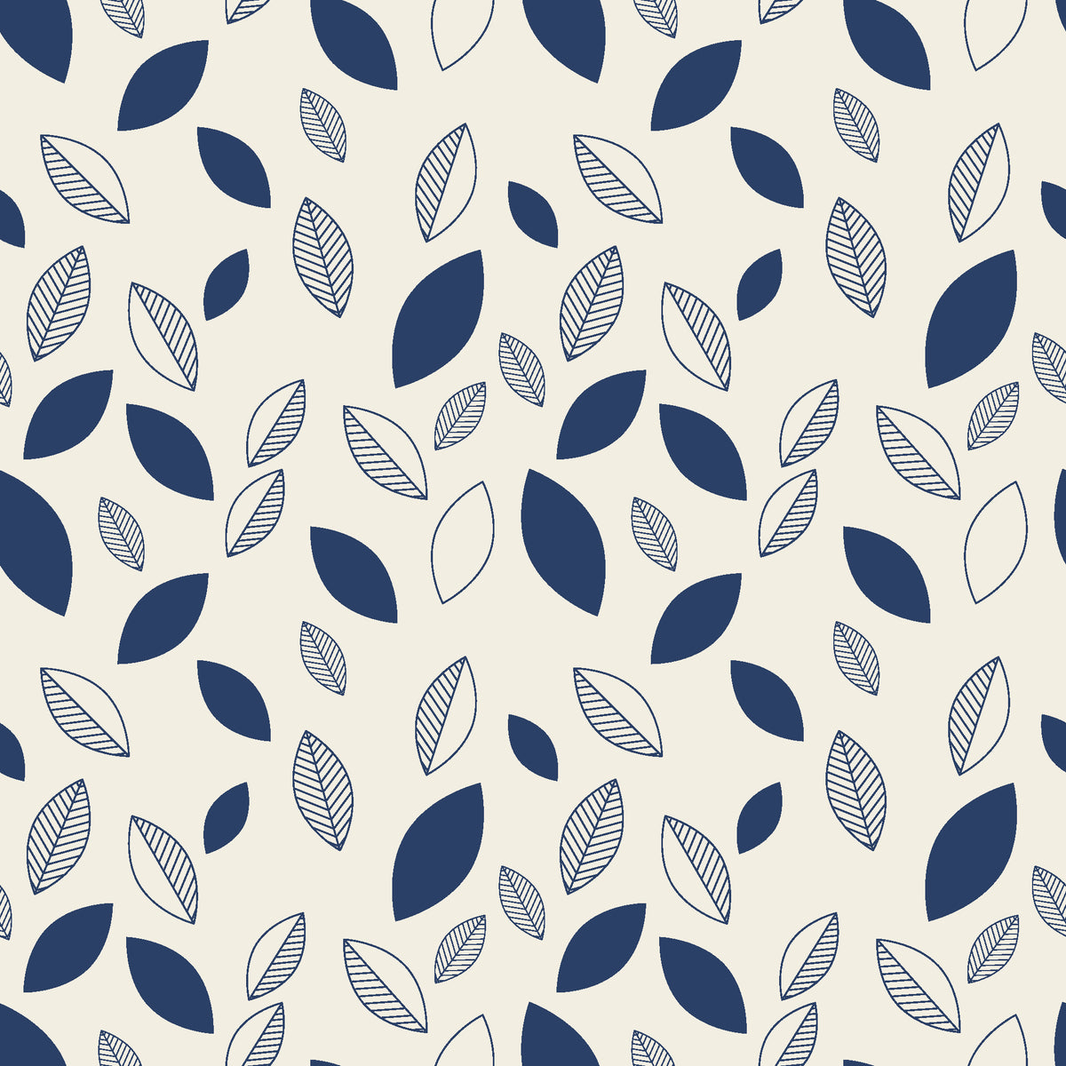 Linen & Leaf Indigo leaf wallpaper in indigo and ivory