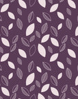 Linen & Leaf Plum leaf wallpaper in plum and pearl