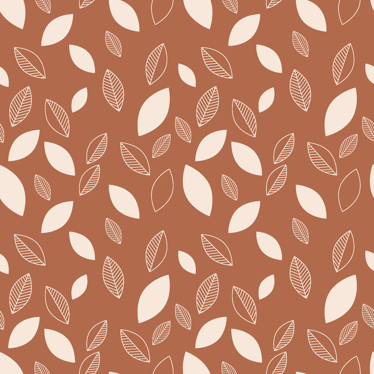 Linen & Leaf Terracotta leaf wallpaper in terracotta and blush