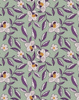 Magnolia Morning Plum magnolia bloom wallpaper in plum and pearl