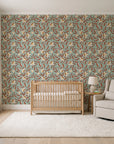 Magnolia Morning Terracotta magnolia bloom wallpaper in a calm, light-filled nursery
