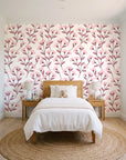 Meadow Light Blush meadow flower wallpaper in a bright, cheerful child's bedroom