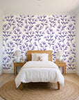 Meadow Light Lavender meadow flower wallpaper in a bright, cheerful child's bedroom