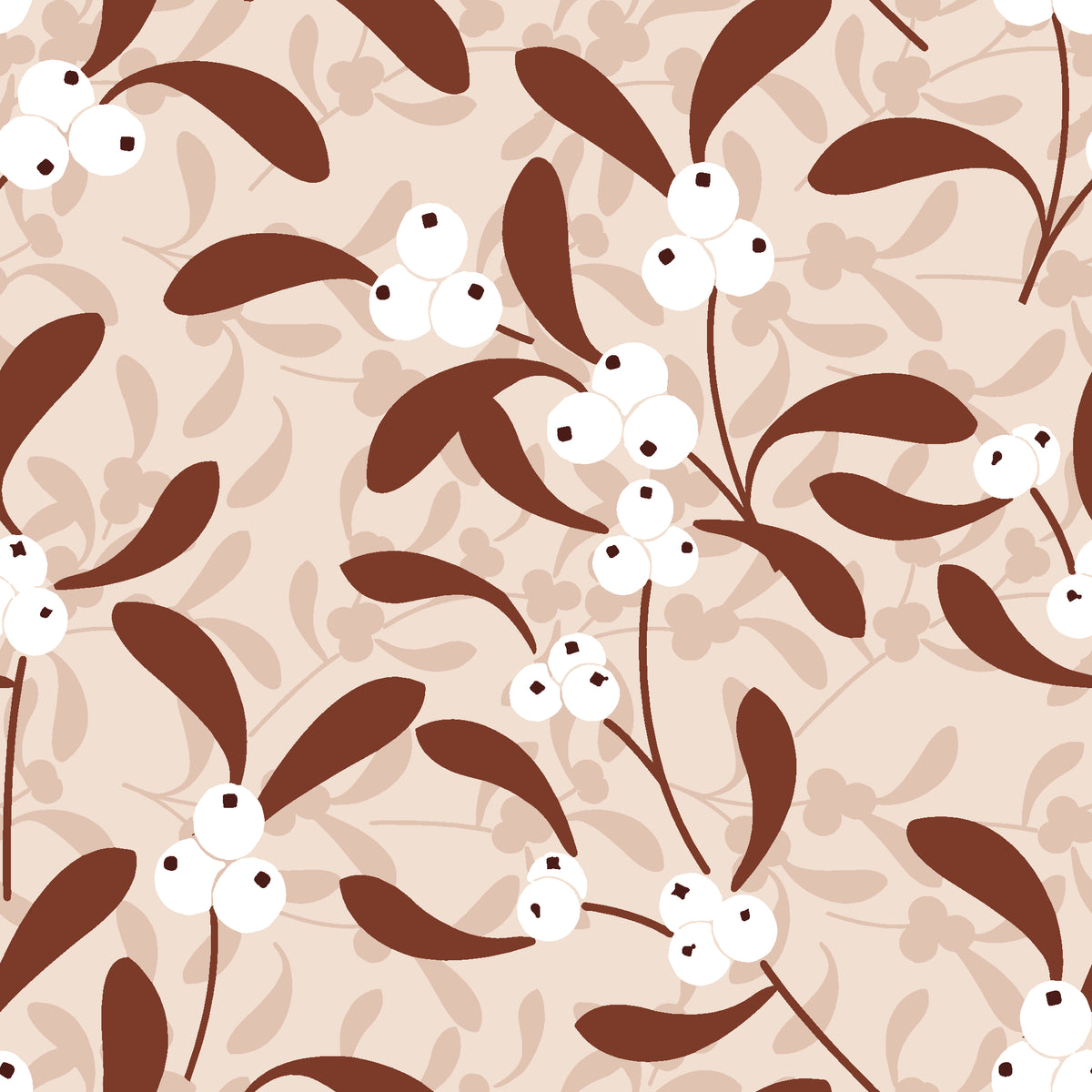 Mistletoe Trail Terracotta mistletoe wallpaper in terracotta and sand