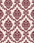 Misty Fern Romance Oxblood damask wallpaper in oxblood and blush