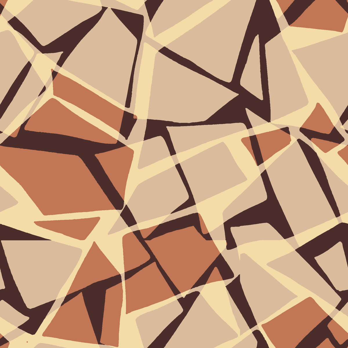 Muted Block Terracotta geometric wallpaper in terracotta and sand