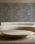 Nomad Stripe Espresso geometric wallpaper in an elegant living room