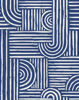 Nomad Stripe Indigo geometric wallpaper in indigo and ivory