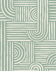 Nomad Stripe Sage geometric wallpaper in sage and cream