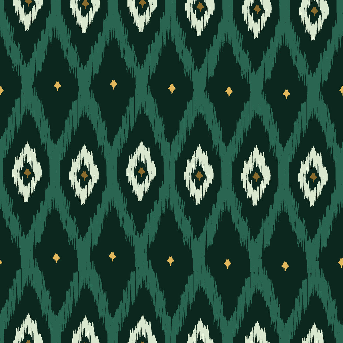 Ogee Loom Emerald ikat ogee wallpaper in emerald and gold