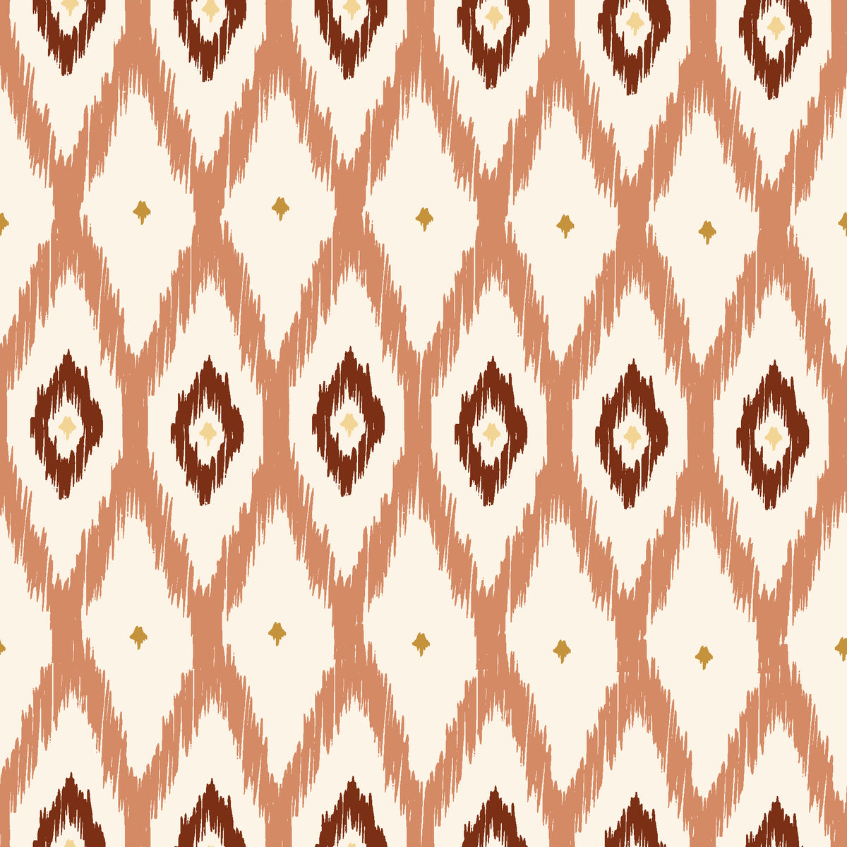 Ogee Loom Terracotta ikat ogee wallpaper in terracotta and cream