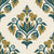 Old World Flora Ivory floral damask wallpaper in ivory, teal and gold