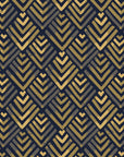 Olive Fret Midnight geometric fret wallpaper in midnight and brass