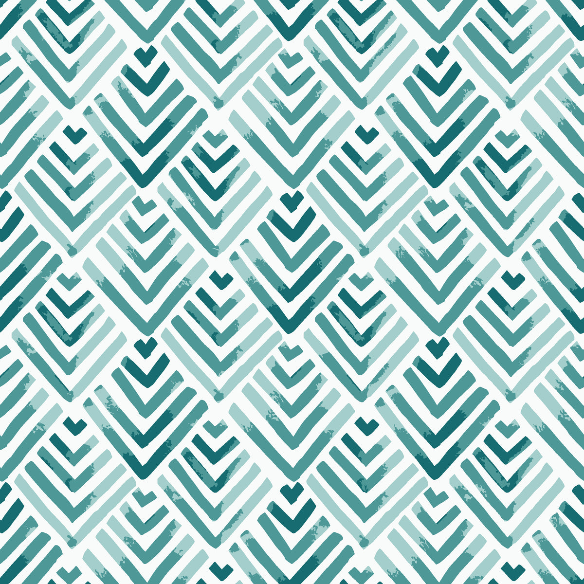 Olive Fret Teal geometric fret wallpaper in teal and aqua