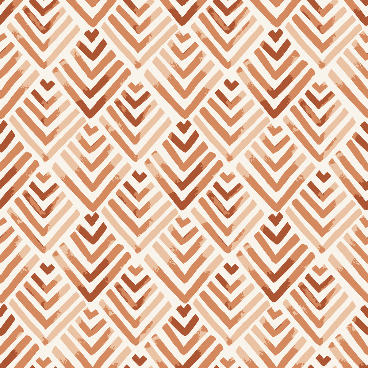 Olive Fret Terracotta geometric fret wallpaper in terracotta and sand
