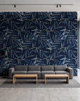 Pale Foliage Midnight willow leaf wallpaper in a contemporary commercial office lobby