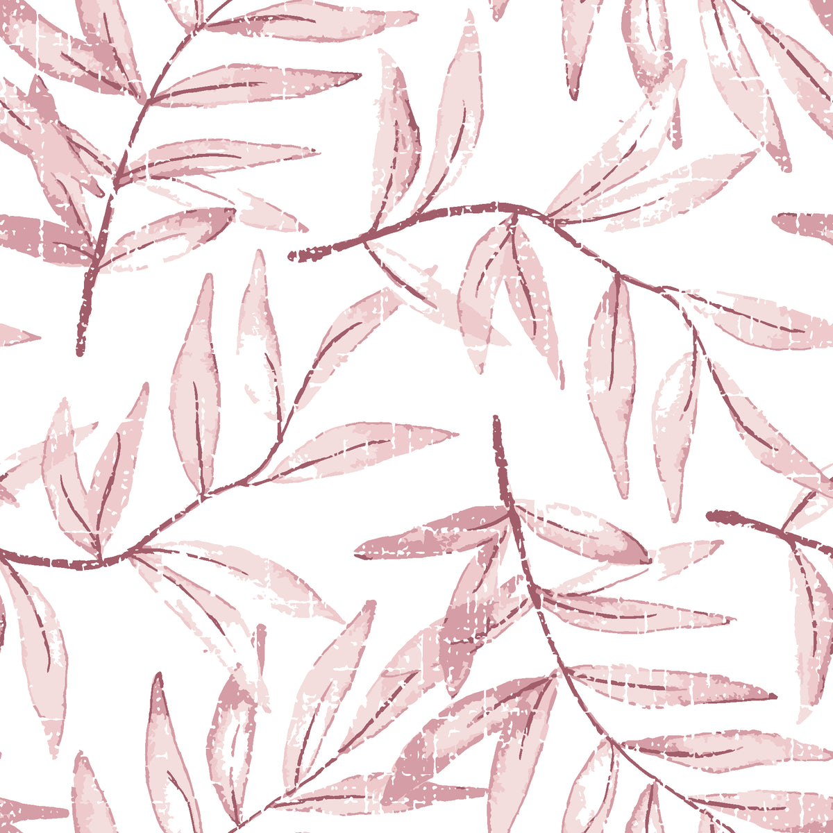 Pale Foliage Rose willow leaf wallpaper in rose and blush