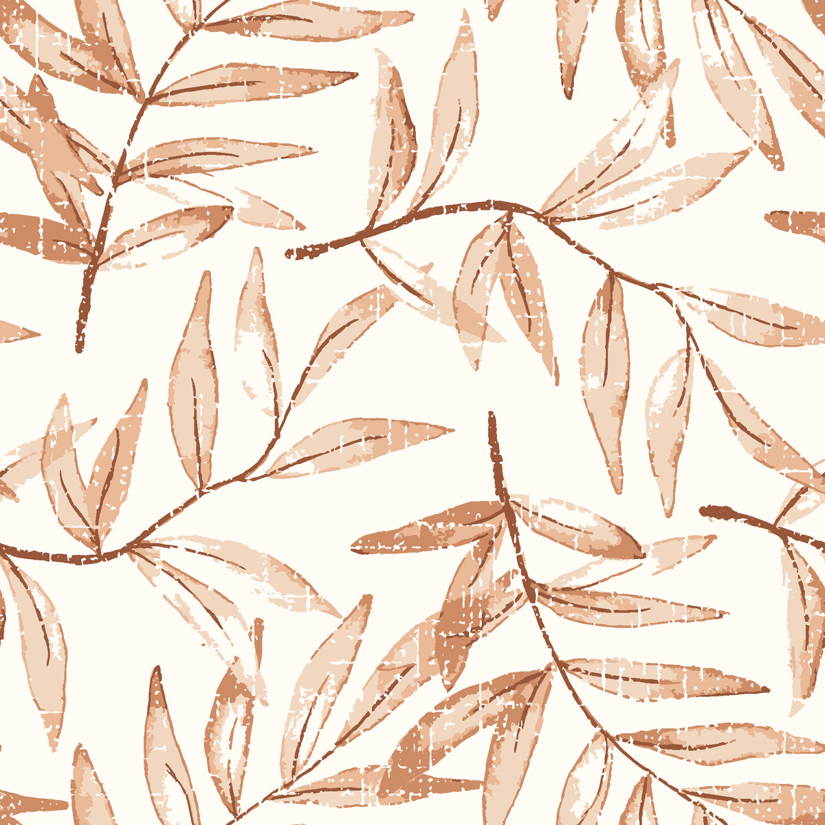 Pale Foliage Terracotta willow leaf wallpaper in terracotta and sand