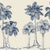 Palm Shade Navy palm grove wallpaper in navy and cream