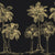 Palm Shade Onyx palm grove wallpaper in black and champagne