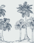 Palm Shade Slate palm grove wallpaper in slate and mist