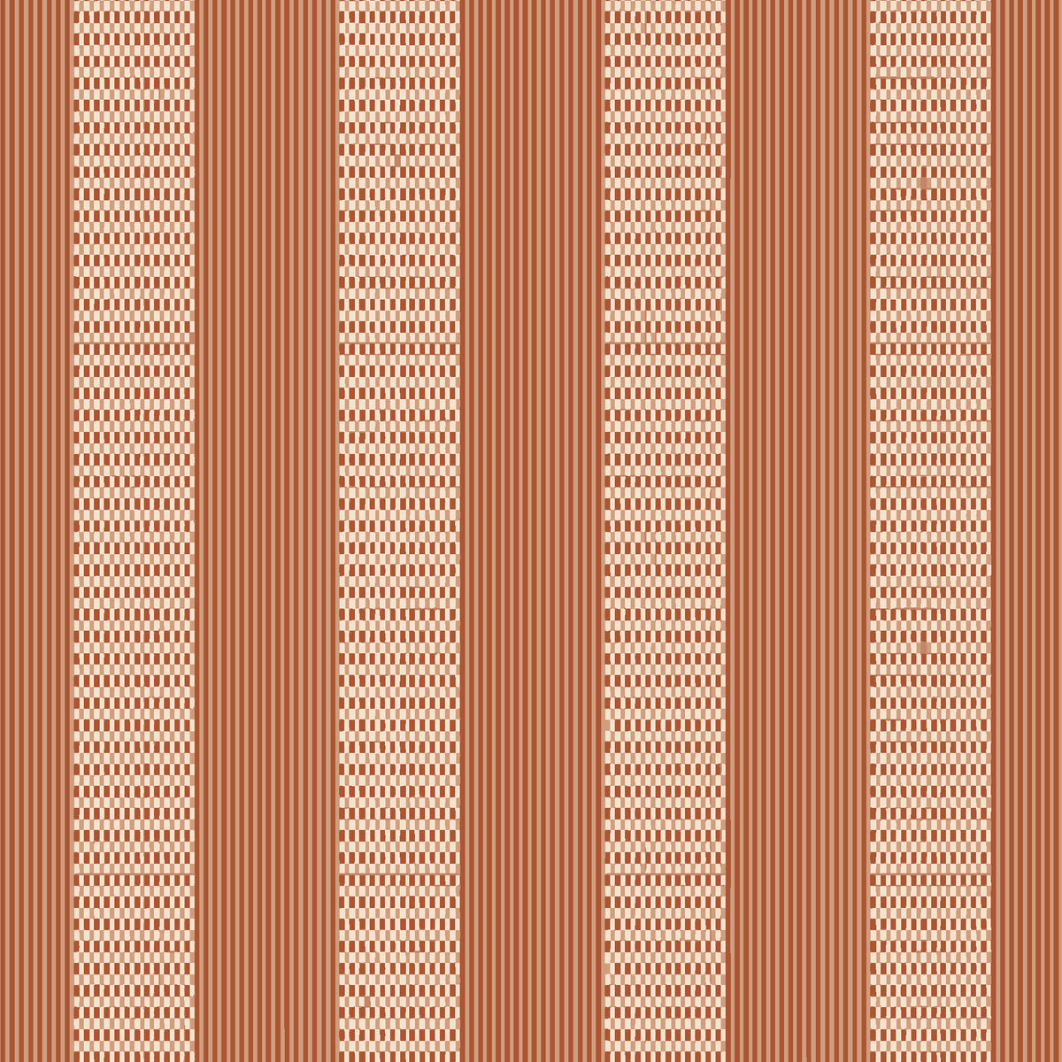 Parlor Stripe Terracotta geometric stripe wallpaper in terracotta and sand