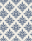 Pastel Bouquet Parade Navy botanical damask wallpaper in navy and ivory