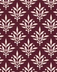 Pastel Bouquet Parade Oxblood botanical damask wallpaper in oxblood and blush