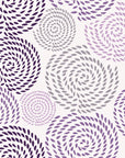 Petal Cascade Plum spiral rosette wallpaper in plum and orchid