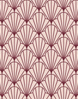 Petal Dawn Oxblood art deco fan wallpaper in oxblood and blush