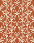 Petal Dawn Terracotta art deco fan wallpaper in terracotta and sand